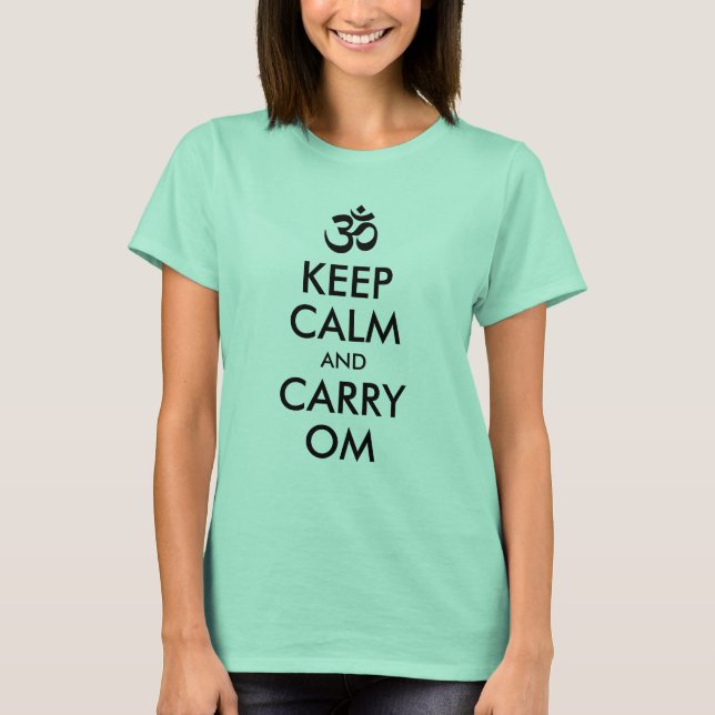 Camiseta Menta e Preto Mantenha a Calma e Continue Om (Frente)