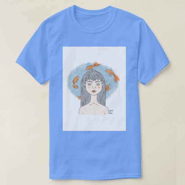 Camiseta Mental Aquarius Fish Girl Mermaid (Frente do Design)