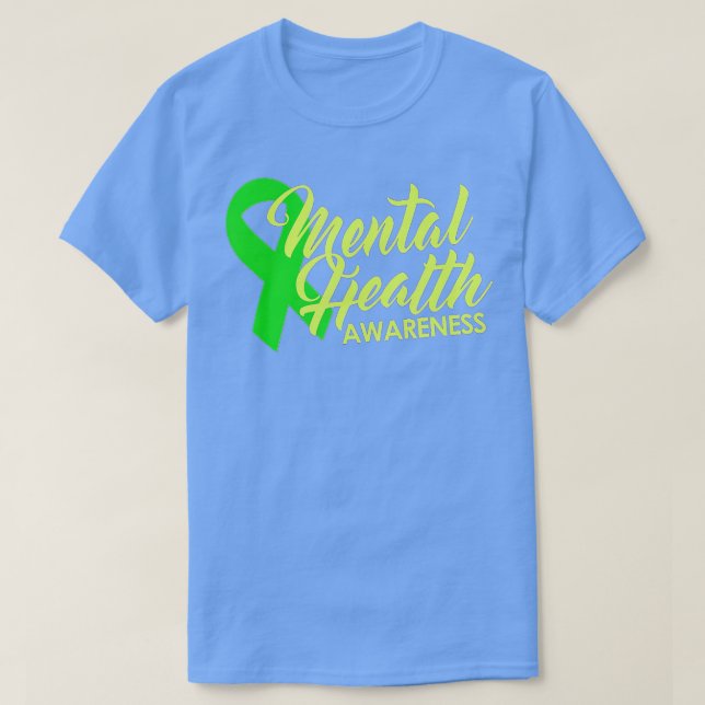 Camiseta Mental Health Awareness Green Ribbon  (Frente do Design)