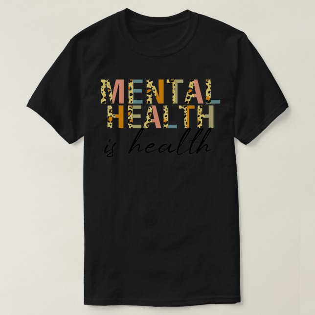 Camiseta Mental Health Awareness Leopard Graphic Pastel Col (Frente do Design)