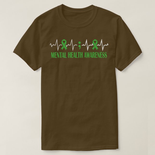 Camiseta Mental Health Awareness Month Green Ribbon Pulse H (Frente do Design)