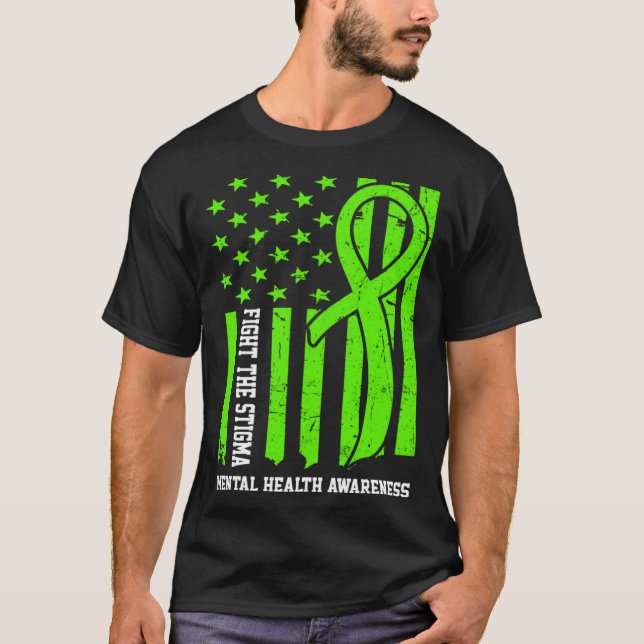 Camiseta Mental Health Awareness Month USA Flag Fight The S (Frente)