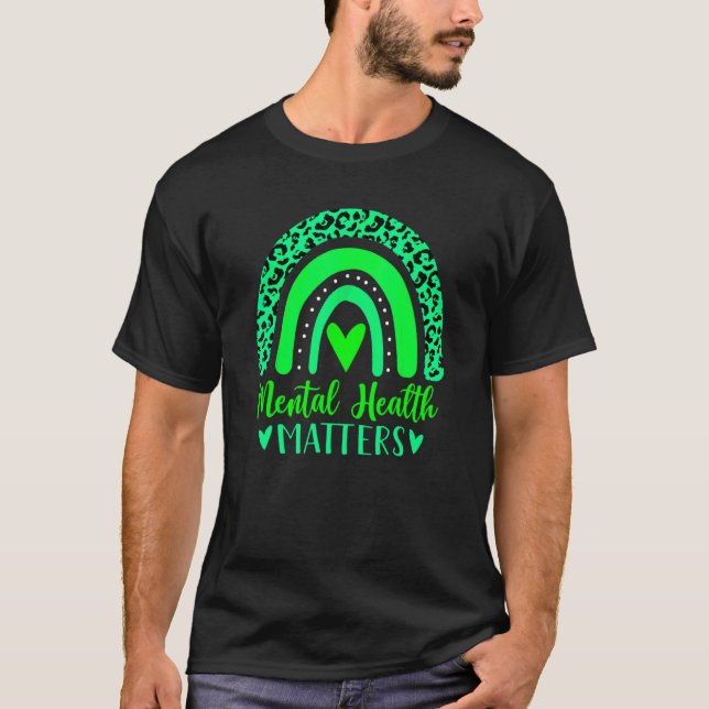 Camiseta Mental Health Green Rainbow Programe Sensibilize H (Frente)