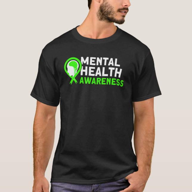 Camiseta Mental Health Green Ribbon Mental Health Awareness (Frente)