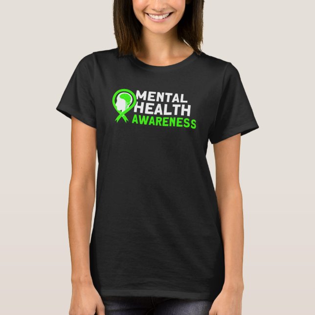 Camiseta Mental Health Green Ribbon Mental Health Awareness (Frente)