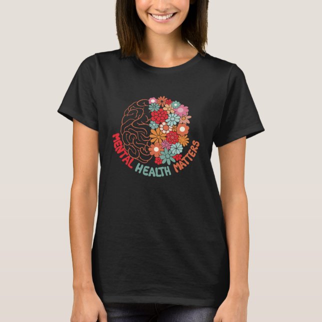 Camiseta Mental Health Matters Brain Flower Awareness Kid M (Frente)