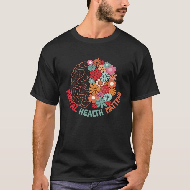 Camiseta Mental Health Matters Brain Flower Awareness Kid M (Frente)