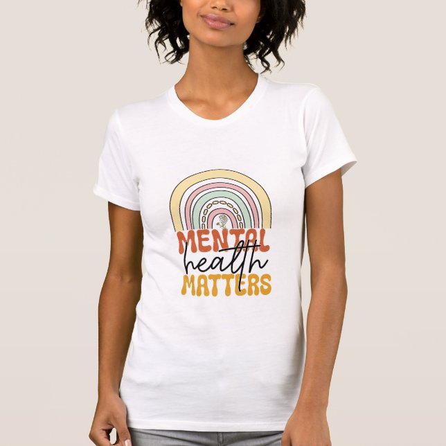 Camiseta Mental Health Matters Rainbow Retro Typography (Frente)