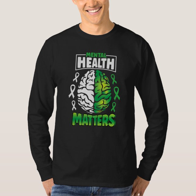 Camiseta Mental Health Matters Spread Awareness Brain Green (Frente)