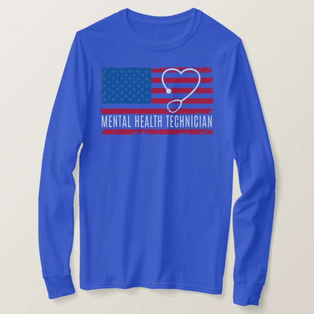Camiseta Mental Health Technician USA Flag Nurse Doctor (Frente do Design)