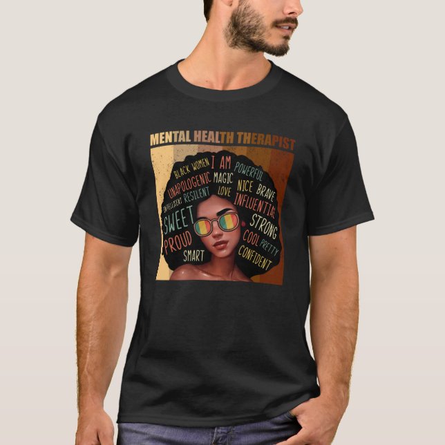 Camiseta Mental Health Therapist Afro Women Black History M (Frente)