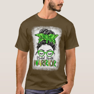 Camiseta Mental Health Warrior Messer Bun Women Mental Heal