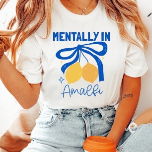 Camiseta Mentalmente em Amalfi Itália Limão Coquete Azul