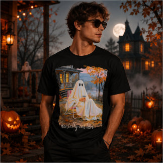 Camiseta Mentalmente Estou Aqui Fantasma Divertido Outono