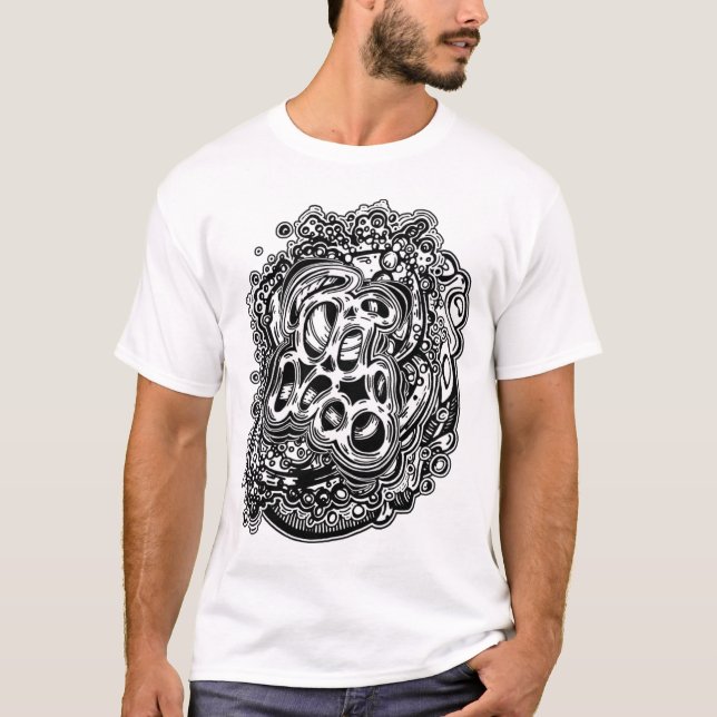 Camiseta Mente derreter triquete Abstrato preto e branco (Frente)