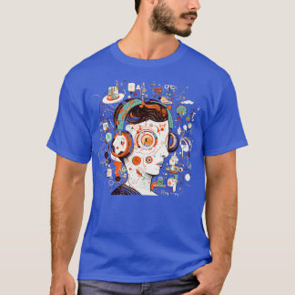 Camiseta Mente digital Ilustração vibrante e divertida de
