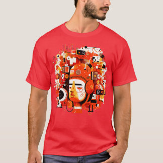 Camiseta Mente digital Ilustração vibrante e divertida de