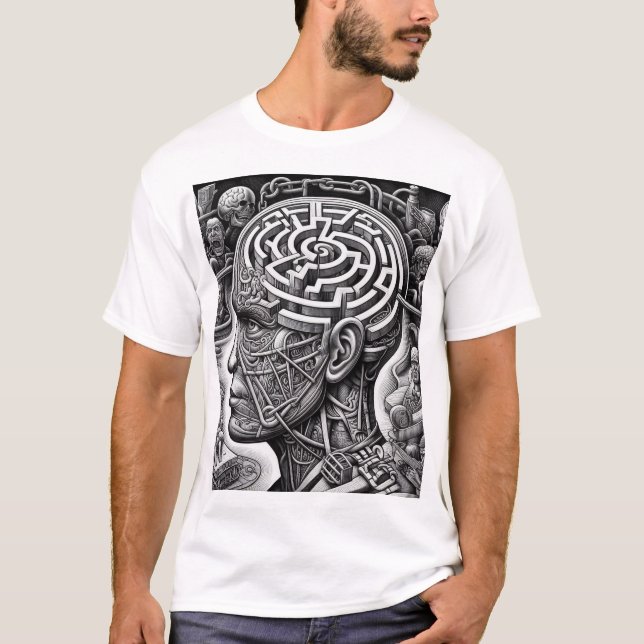 Camiseta Mente Maze: Desvendando Controle Totalitário (Frente)