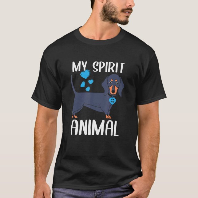 Camiseta Mente Meu Cão De Dachshund Animal Espírito Eu Ador (Frente)