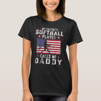 Camiseta Mente Meu Jogador De Softball Favorito Me Chama Fa