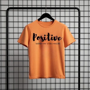 Camiseta Mente Positiva Vibes Vida - Tee de Cotação Motivac