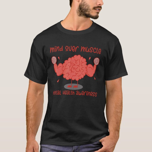 Camiseta Mente Sobre Músculo Cérebro Forte (Frente)