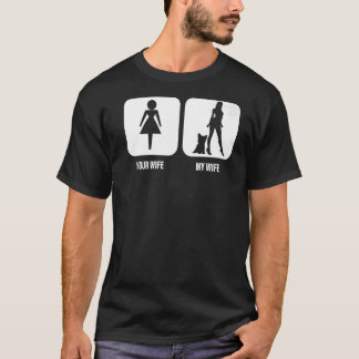 Camiseta Mente sua esposa Minha esposa Yorkshire Terrier a