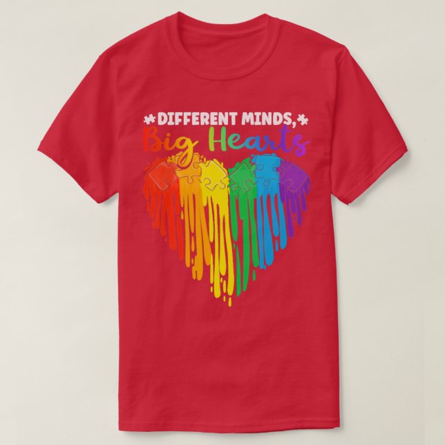 Camiseta Mentes Diferentes Grande Corações Quebra-cabeça Pi (Frente do Design)