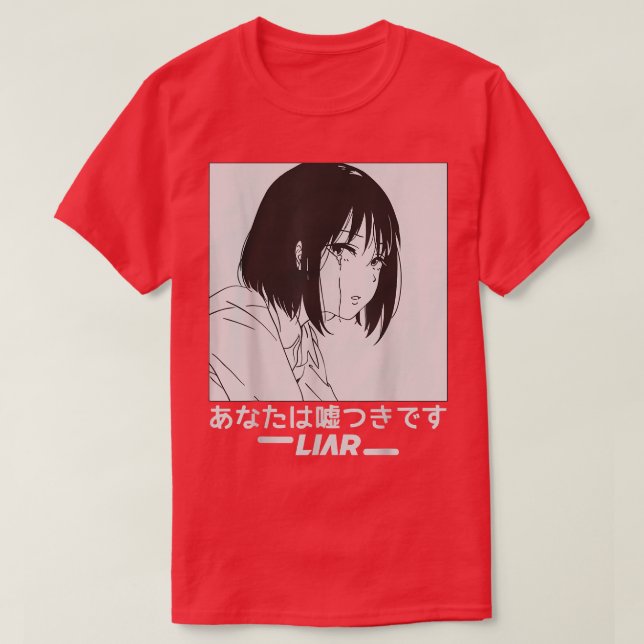 Camiseta Mentira Sakura Japonesa Chorando Animação Triste (Frente do Design)