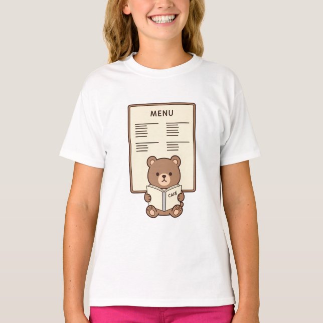Camiseta Menu de Café Urso Crianças (Frente)