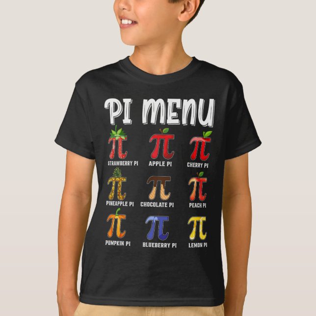 Camiseta Menu Pi Engraçado Pi 3.14 Matemático Do Menu Pie D (Frente)