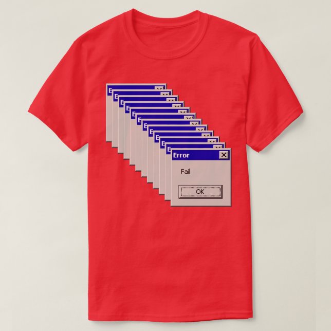 Camiseta Menu Pop-Up Computador Escolar Antigo Retro ErrorF (Frente do Design)