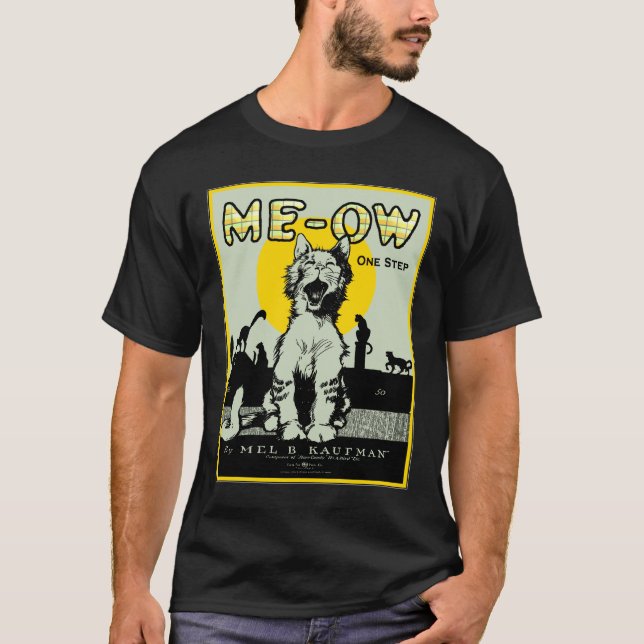 Camiseta Meow Cat Art - Vintage (Frente)