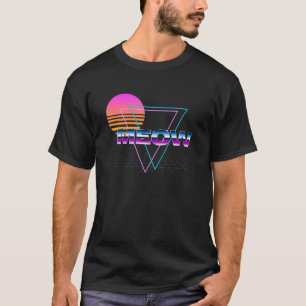 Camiseta Meow Cat Colorful Vaporwave Synthwave Aesth