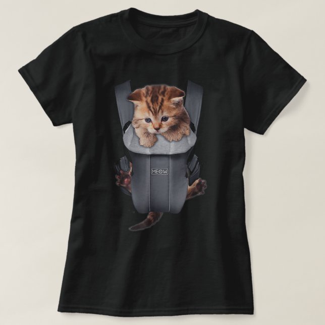 Camiseta Meow Cat Kitten Carrier T-Shirt (Frente do Design)
