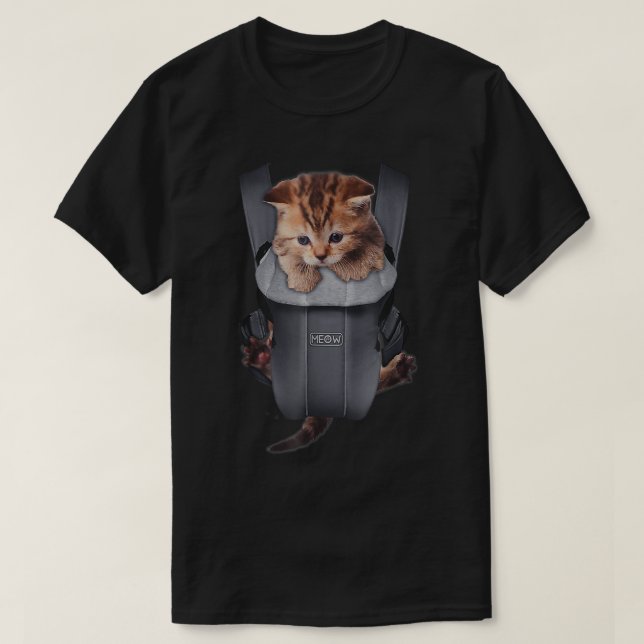 Camiseta Meow Cat Kitten Carrier T-Shirt (Frente do Design)