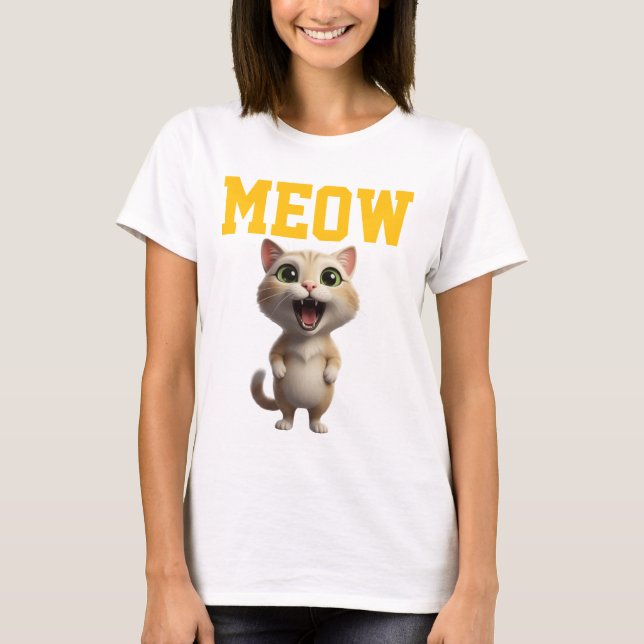 Camiseta Meow Cute Cat Women’s T-Shirt (Frente)