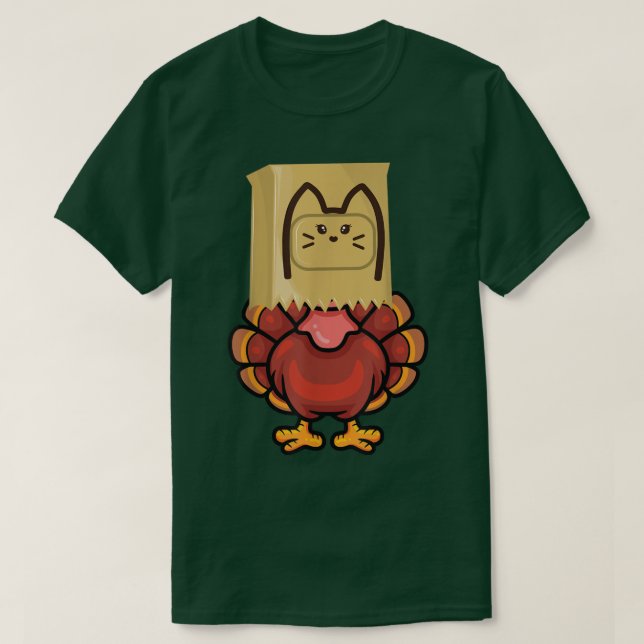 Camiseta Meow Fake Turkey cat costume funny pun thanksgivin (Frente do Design)