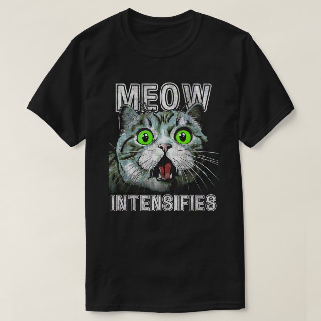 Camiseta Meow Intensifica Memória De Gato Engraçado (Frente do Design)