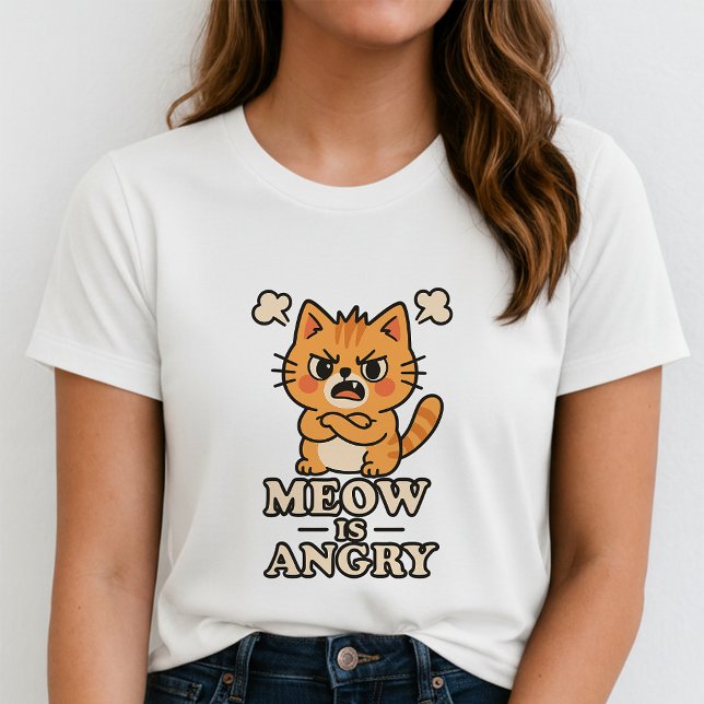Camiseta Meow Is Angry; Presente de Gato Tabby Zan (Criador carregado)
