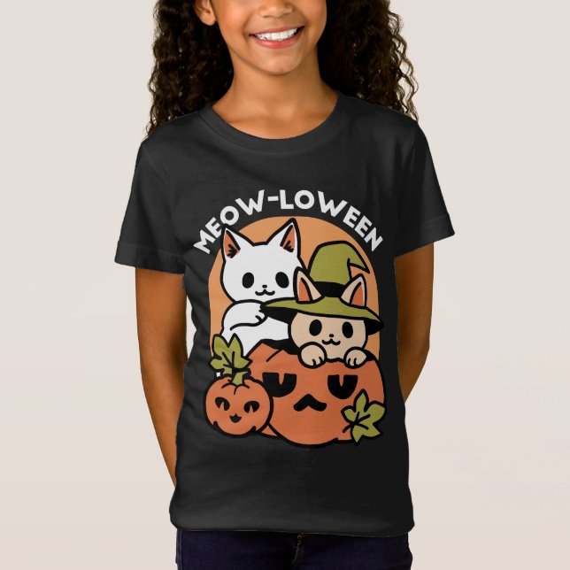 Camiseta Meow-Loew - Festivo Halloween Design (Frente)
