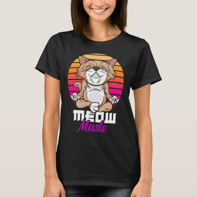 Camiseta Meow Maste  Ioga de Gato Namaste (Frente)