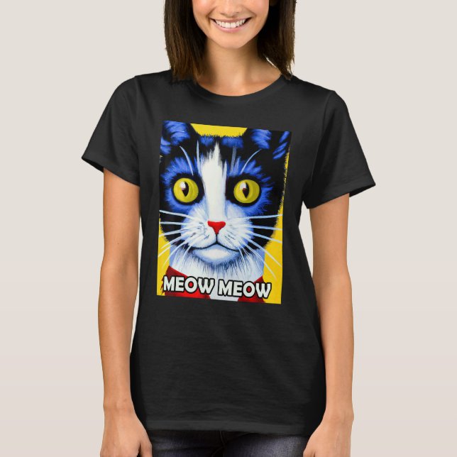 Camiseta Meow Meow Gatinho Gatinho De Gato Gato, Gato, Esti (Frente)