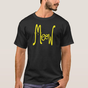 Camiseta Meow Mínimo Yellow Modern Script Cat Typo