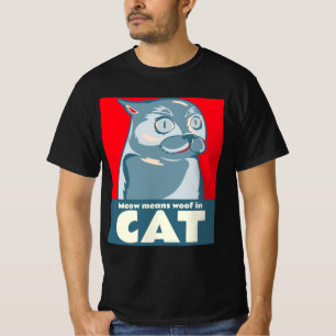 Camiseta Meow quer dizer madeira em uma citação engraçad