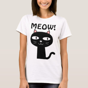 Camiseta MEOW! T-shirt bonitos do gato preto