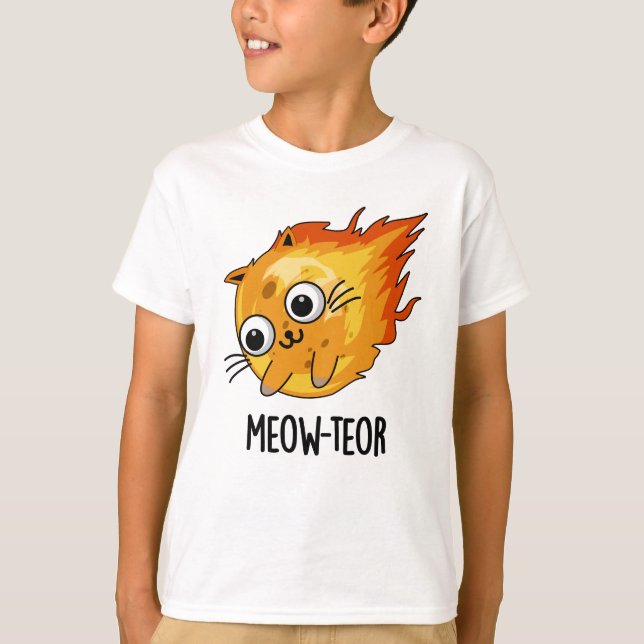 Camiseta Meow-teor Engraçado Meteor Pun (Frente)