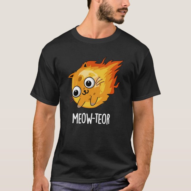 Camiseta Meow-teor Funny Meteor Pun Dark BG (Frente)