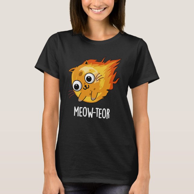 Camiseta Meow-teor Funny Meteor Pun Dark BG (Frente)