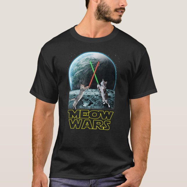 Camiseta Meow Wars Ca Engraçado S Para Apaixonados Por Gato (Frente)